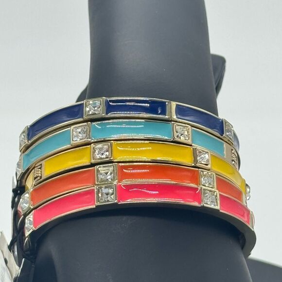 Nordstrom Hinged Yellow Bangle Bracelet with Crystals - Picture 5 of 8